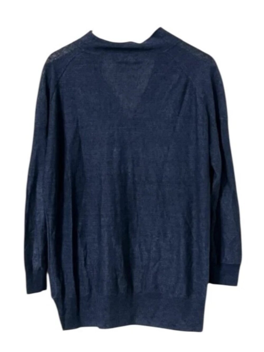 Polo Ralph Lauren Women’s Linen Knit Sweater Top S Oversize Navy Blue V-Neck - Picture 2 of 7